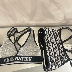 2 PINK black/white sports bras